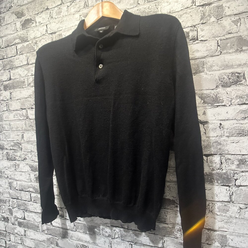 EUC Boss Hugo Boss Long Sleeved Kint Polo Sweater Merino Wool Size Medium - Picture 3 of 12